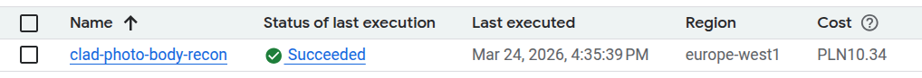 GCP Cloud Run billing for clad-photo-body-recon