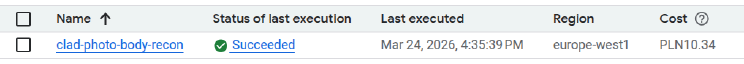 GCP Cloud Run billing for clad-photo-body-recon